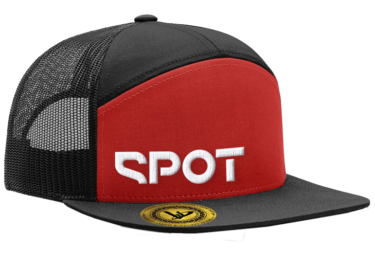 Spot 7-Panel Trucker Red/Black Hat – Spot Bikes