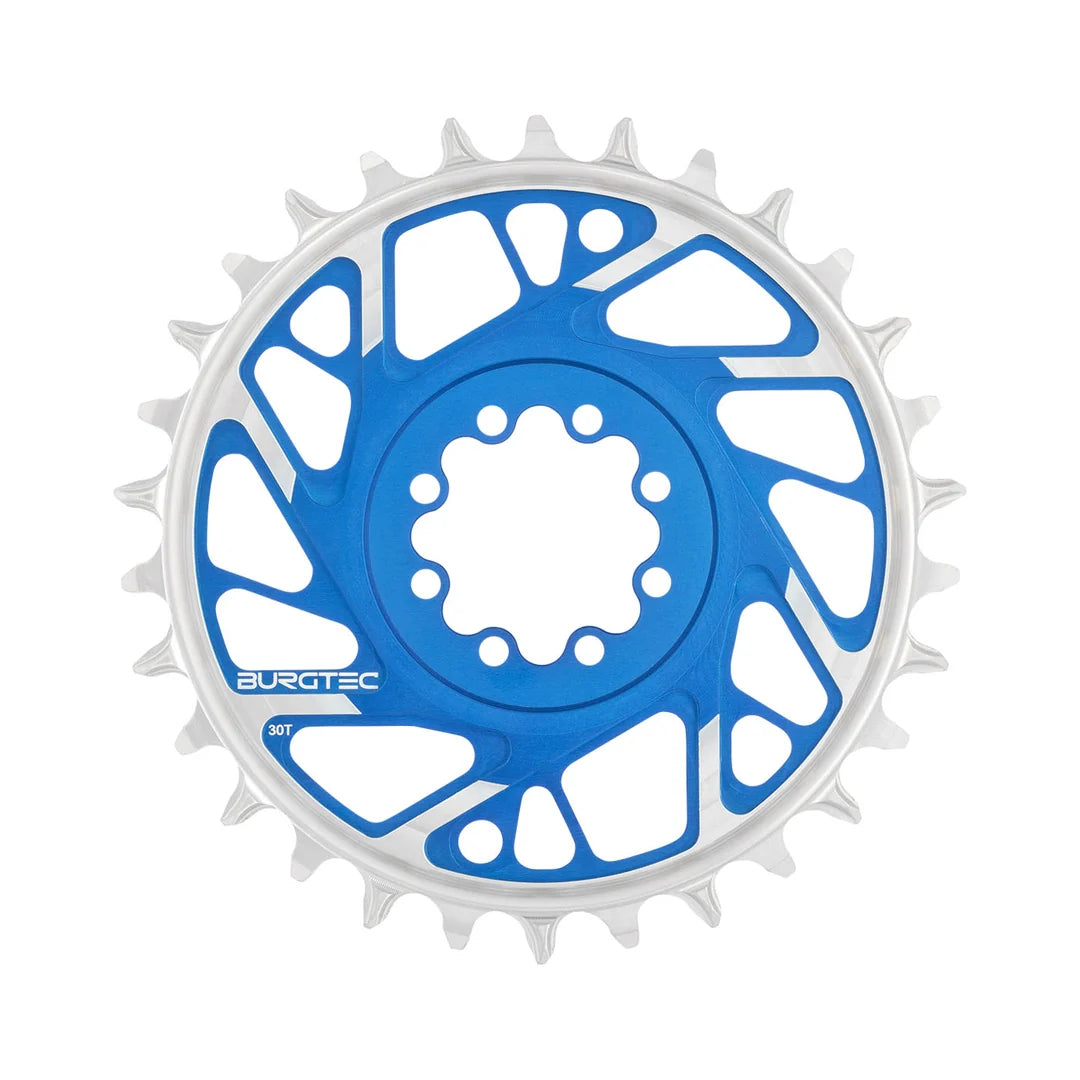 Burgtec 3mm Offset SRAM 8-Bolt ThickThin Chainring 30T Blue