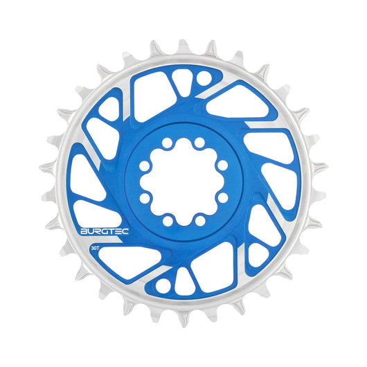 Burgtec 3mm Offset SRAM 8-Bolt ThickThin Chainring 30T Blue
