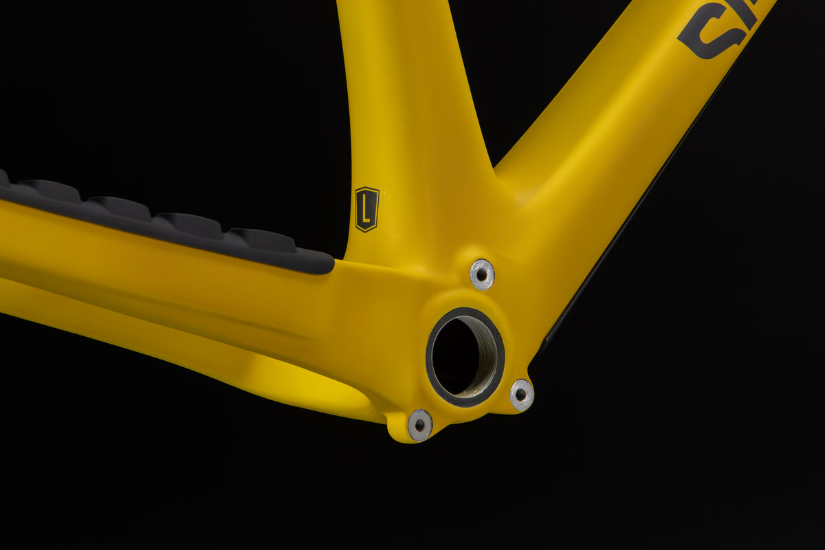 Rocker Gen 3 carbon frame in Aspen Glow, threaded bottom bracket shell with ISCG mounts