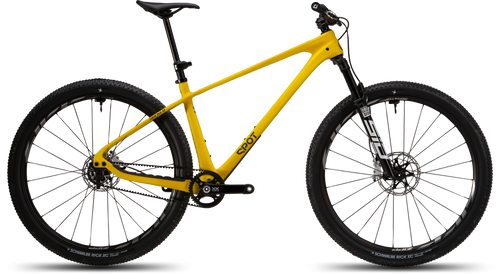 Rocker Gen 3 singlespeed carbon hardtail in Aspen Glow, side profile