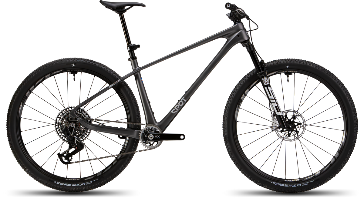 Rocker Carbon Gen 3 in Talus Grey — Rocker Gen 3 geared carbon hardtail in Talus Grey, side profile